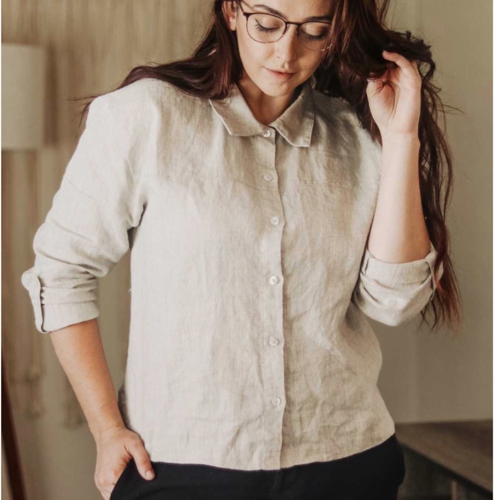Classic Linen Shirt in Natural Beige